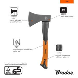 Siekiera uniwersalna FIBERGLASS 800g - KT-SF1080 - obrazek 3