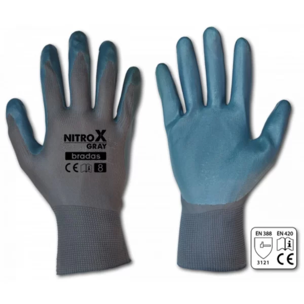 Rękawice ochronne NITROX GRAY nitryl, LUZ - RWNGY8/9/10L