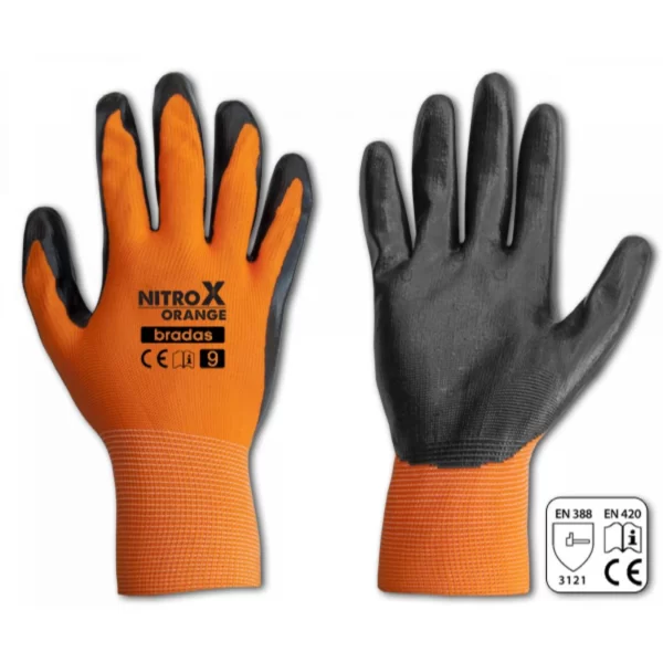 Рукавички захисні NITROX ORANGE нітрилові, LUZ - RWNO8/9/10L