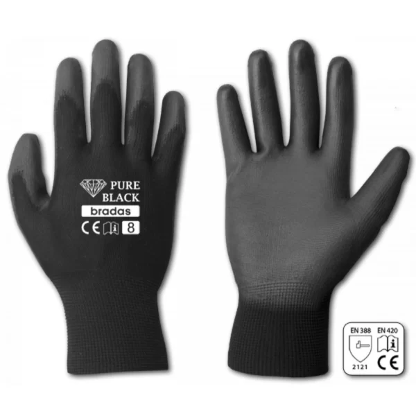 Рукавички захисні PURE BLACK поліуретанові, LUZ - HPBC8/9/10L