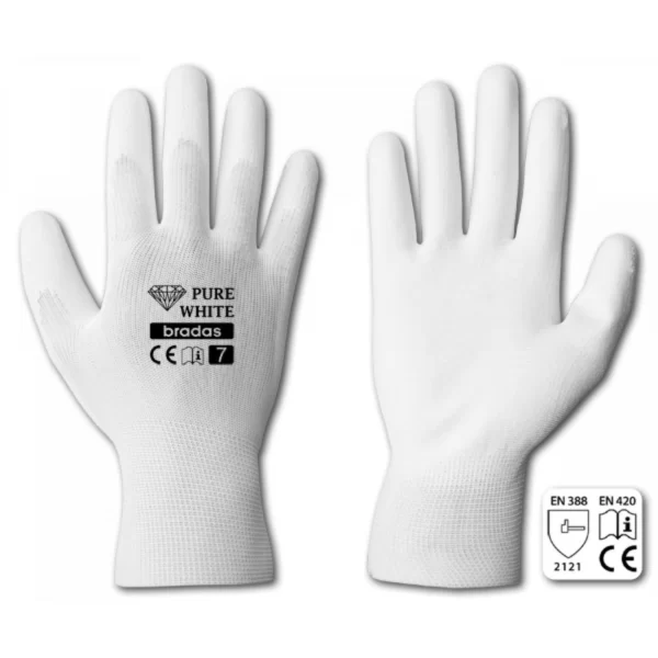 Рукавички захисні поліуретанові PURE WHITE, LUZ - RWPWH8/9L